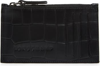 Longchamp Croco Block Embossed Leather Zip Cardholder | Nordstrom