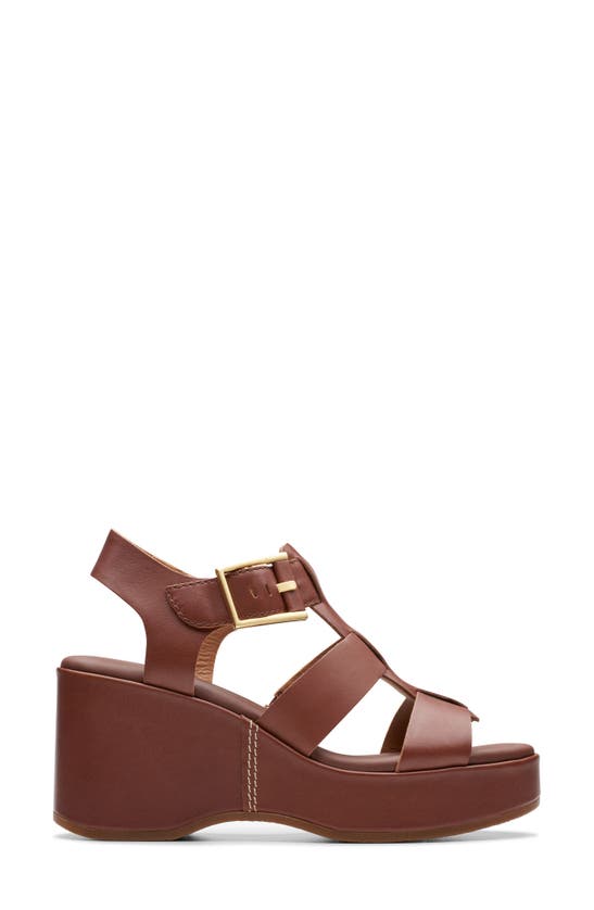 Clarks Manon Cove Wedge Sandal In Tan Leather