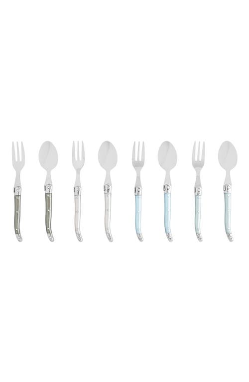 French Home Laguiole Cocktail Utensil Set In Green/baby Blue/silvery