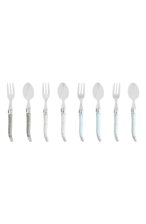 Shop French Home Laguiole Cocktail Utensil Set In Green/baby Blue/silvery