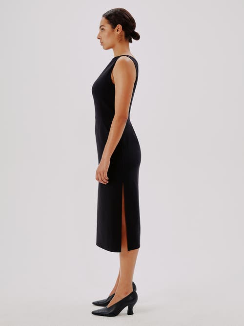 Another Tomorrow Doppio Boatneck Dress In Black