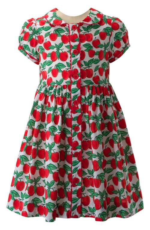 Rachel Riley Kids' Cherry Print Cotton Fit & Flare Dress Red at Nordstrom,