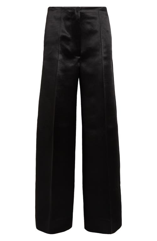 Shop Peter Do Hollywood Waist Oversize Satin Pants In Black