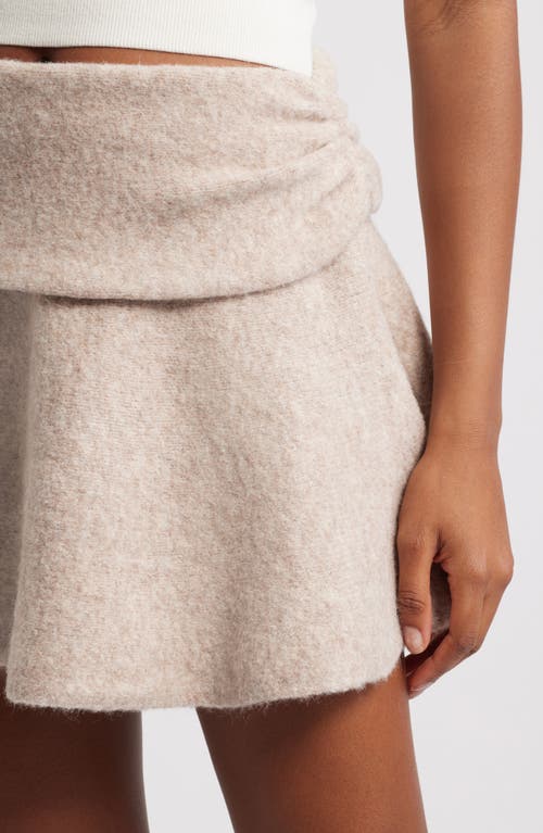 Mistress Rocks Foldover Sweater Miniskirt In Biscuit