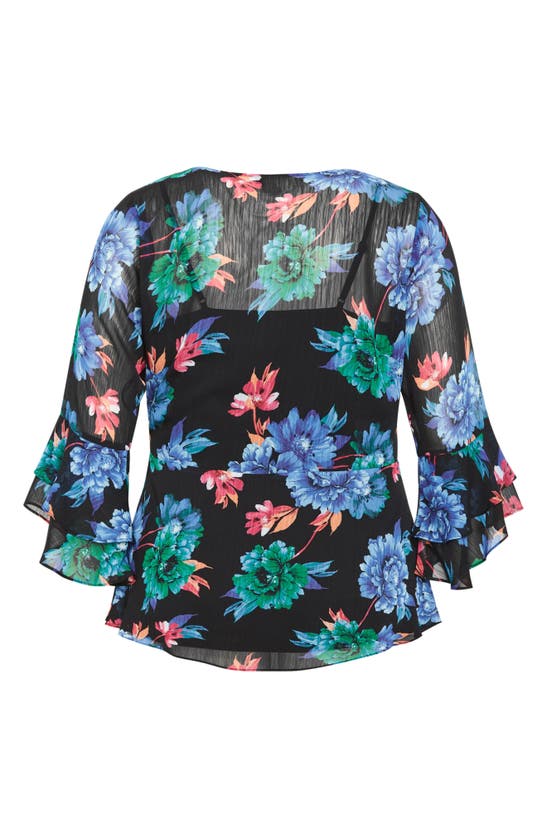 Shop City Chic Charlie Floral Print Wrap Top In Blooming