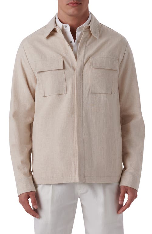 Bugatchi Linen & Cotton Shirt Jacket Oatmeal at Nordstrom,