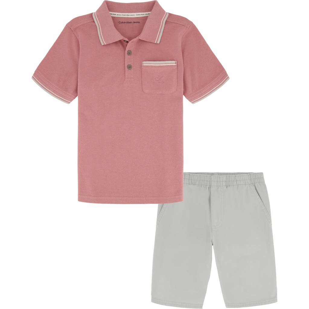Calvin Klein Kids' Knit Polo Shirt & Pull-on Shorts Set In Multi