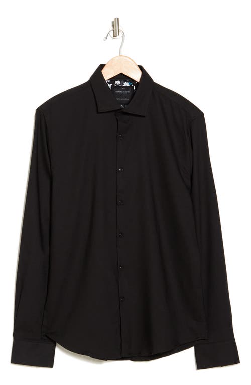 Shop Denim And Flower Black Solid Stretch Button-up Shirt In Black/floral