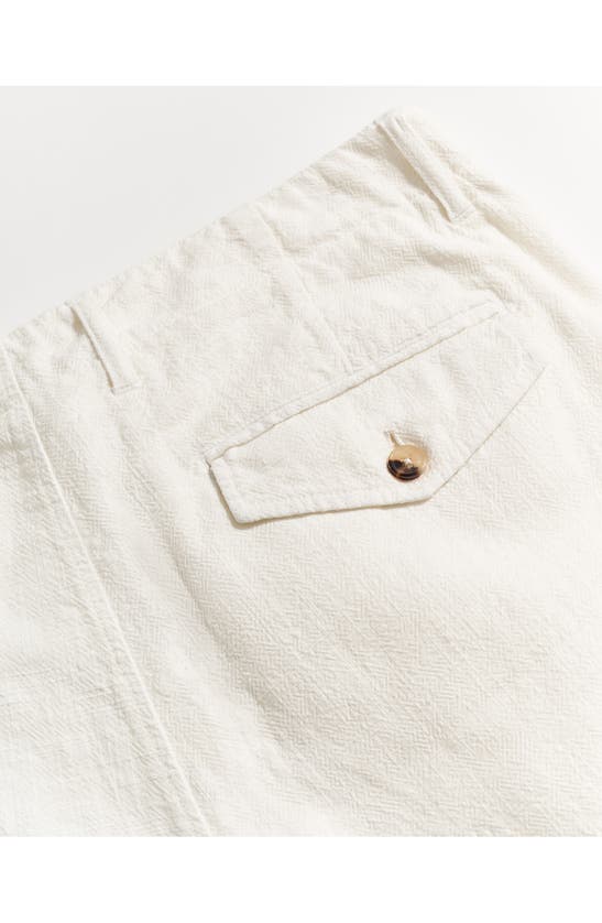 Shop Billy Reid Flat Front Textured Cotton Shorts In Tinted White