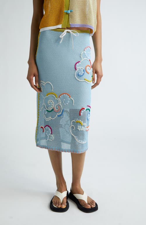 Netty Cloud Organic Cotton Blend Pencil Skirt in Sky