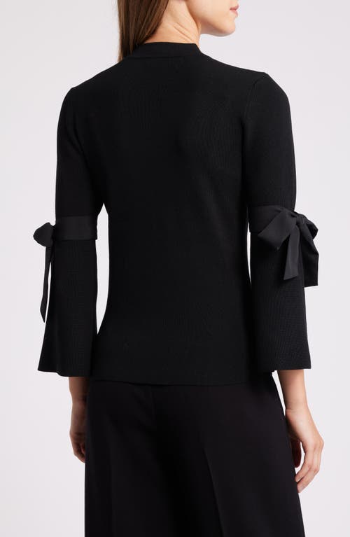 Shop Anne Klein Tie Sleeve Sweater In Anne Black