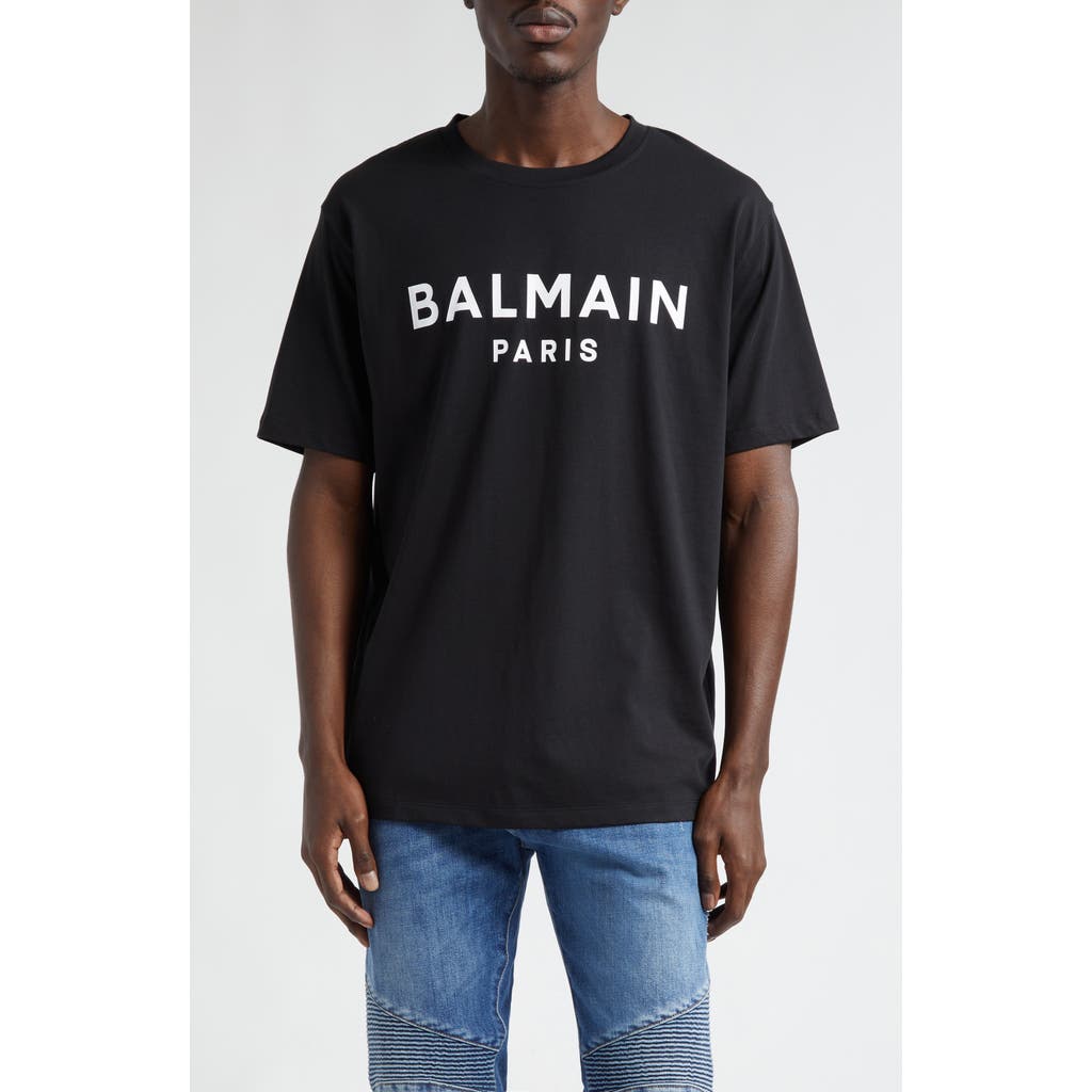 Balmain Organic Cotton Logo Graphic T-shirt In Black