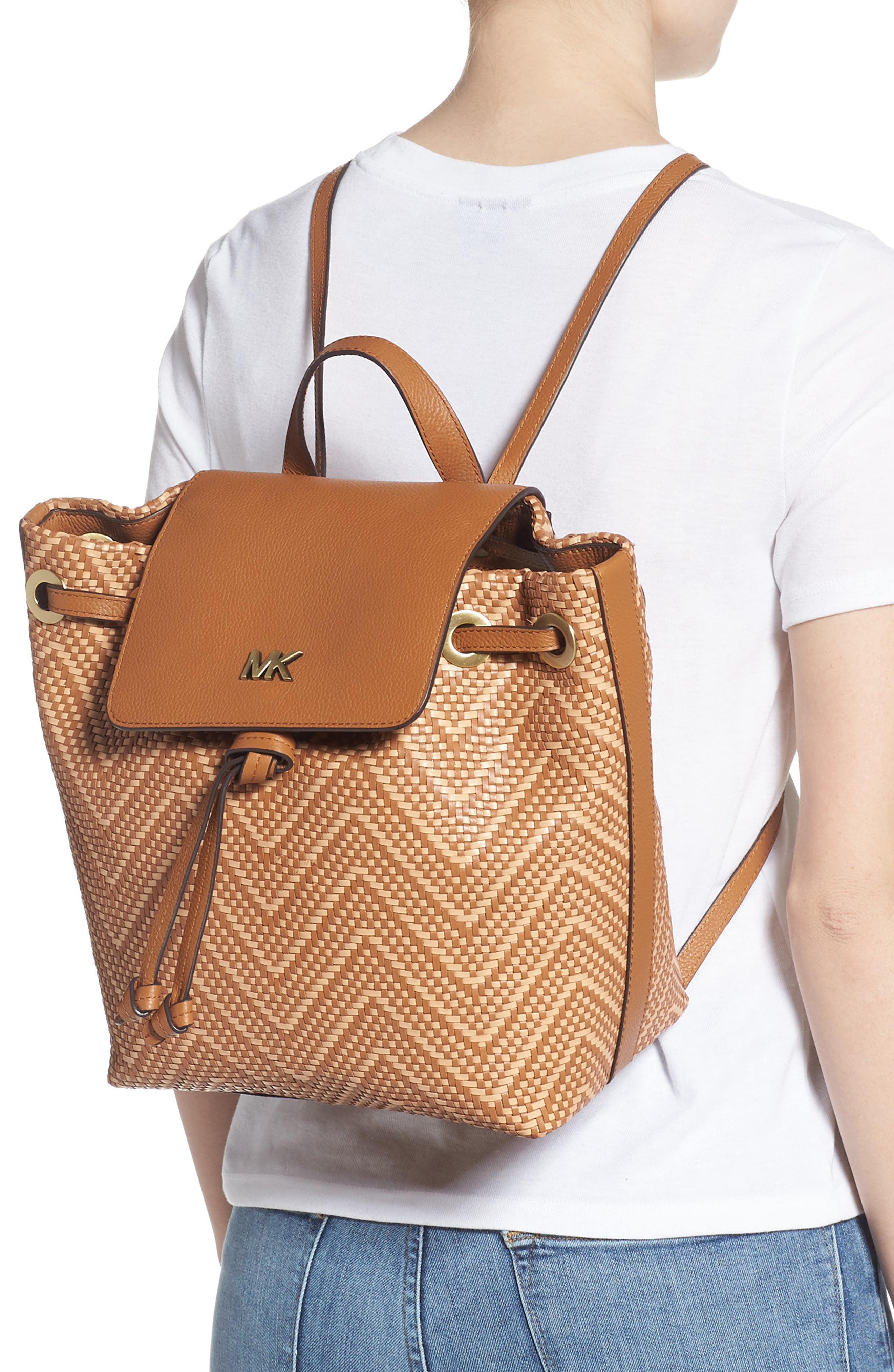 junie medium woven leather backpack