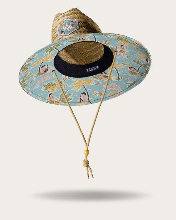 Hemlock Islander Straw Lifeguard Hat In Hula Dolphin