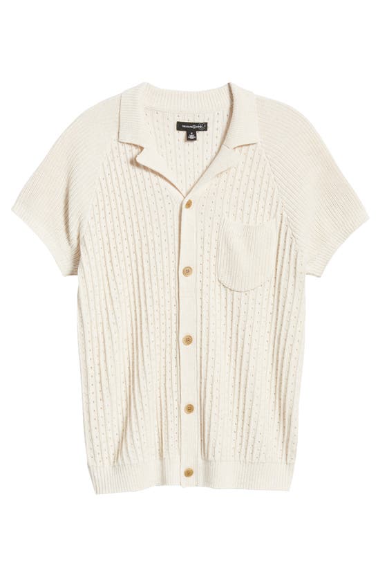 Shop Treasure & Bond Mixed Stitch Short Sleeve Cardigan In Ivory Egret Marl