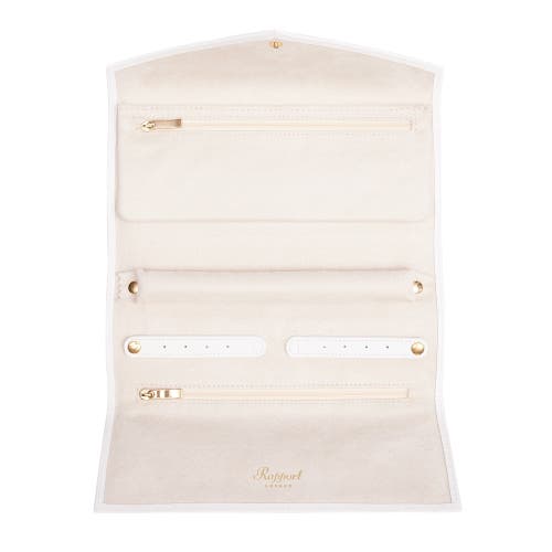 Rapport London Tuxedo Leather Jewellery Roll In White