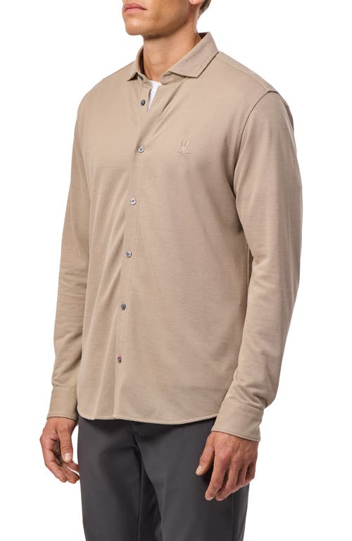 Shop Psycho Bunny Austin Piqué Knit Button-up Shirt In Stone