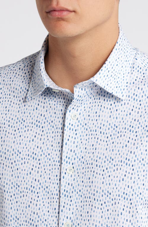 Shop Bugatchi Miles Ooohcotton® Scatter Print Short Sleeve Button-up Shirt In Air Blue