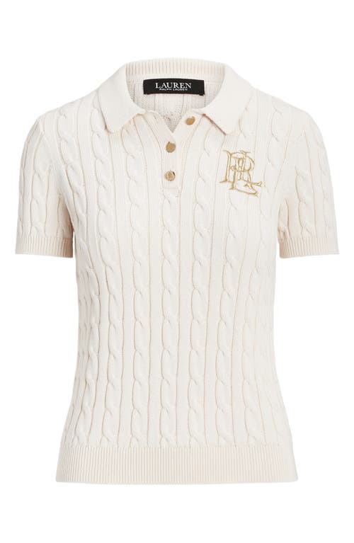 Ralph Lauren Cable-knit Cotton Polo Sweater In Mascarpone Cream