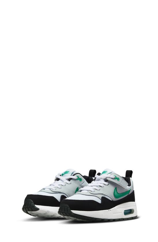 Shop Nike Kids' Air Max 1 Easyon Sneaker In White/ Green/ Platinum/ Black