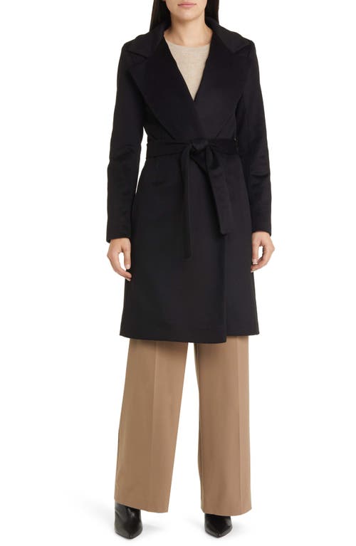 Casey Belted Cashmere Wrap Coat in Black
