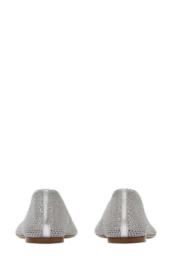 Shop Burberry Ekd Mesh Ballerina Flat In Silver