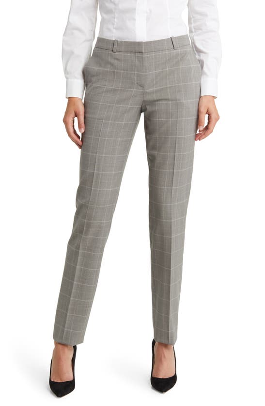 Shop Hugo Boss Boss Tilunana Plaid Wool Pants In Grey Miscellaneous