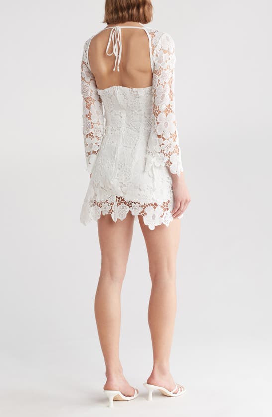 Shop Wishlist Sheer Sleeve Lace Dress In Zdnu-white