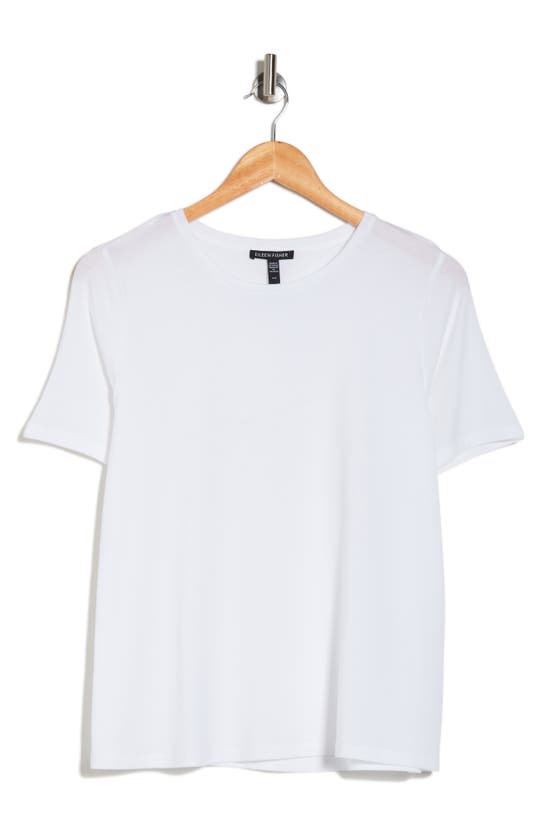 Shop Eileen Fisher Crewneck Tencel® Lyocell T-shirt In White