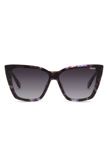 Quay Confidential 143mm Cat Eye Sunglasses In Purple Tort/smoke