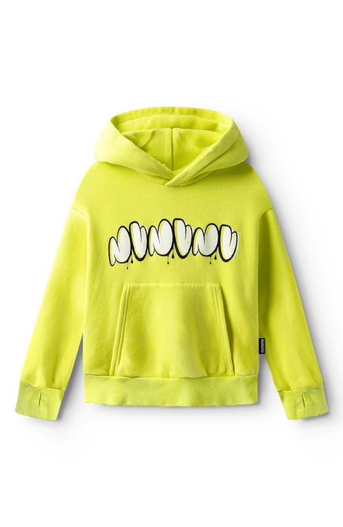 Shop Nununu Kids' Distressed French Terry Graphic Hoodie In Hot Lime