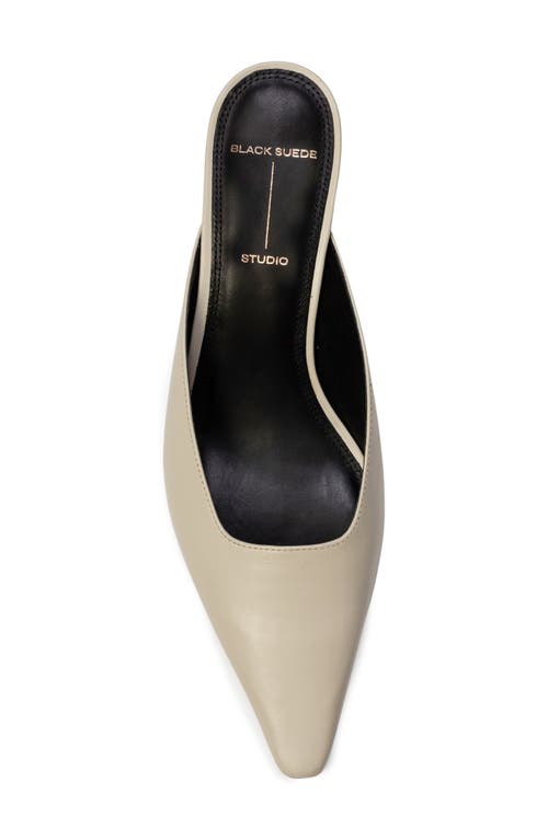 Black Suede Studio Logan Leather Kitten Mule Pumps In Peyote
