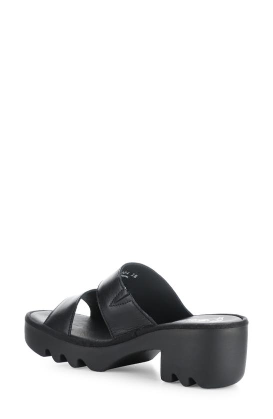 Fly London Tech Platform Sandal In Black Mousse