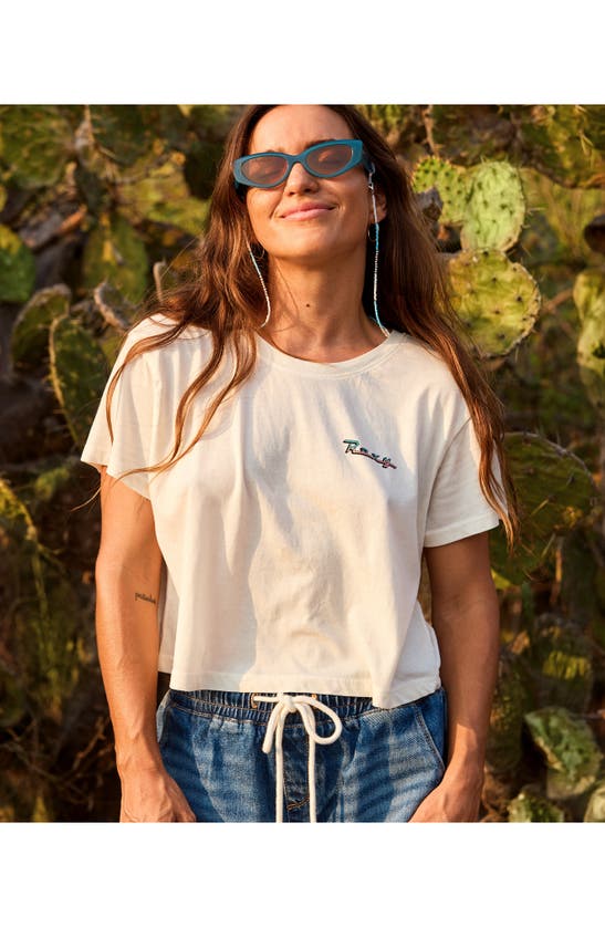 Shop Roxy Baja Cali Crop T-shirt In Egret