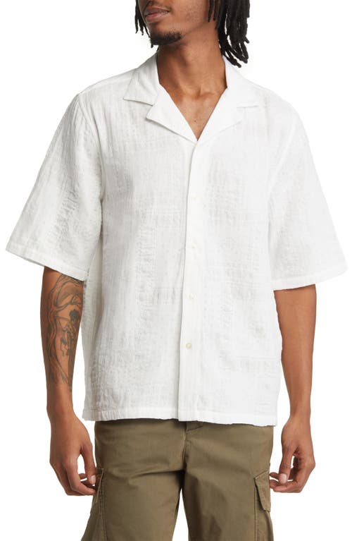 Officine Générale Eren Oversize Bandana Texture Short Sleeve Camp Shirt in White at Nordstrom, Size Xx-Large