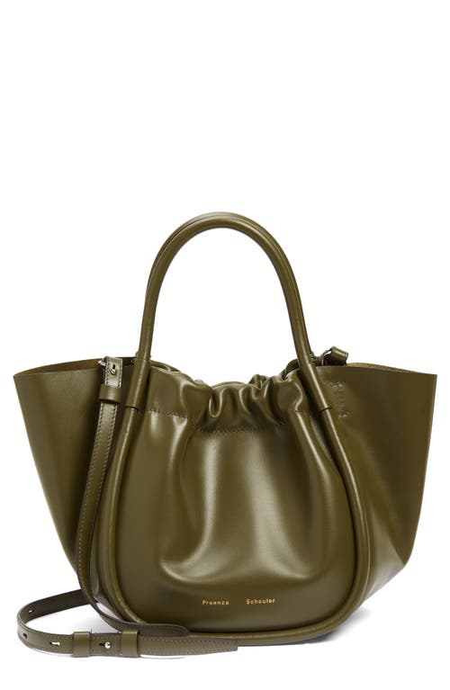 Proenza Schouler Small Ruched Leather Crossbody Tote in Olive 324