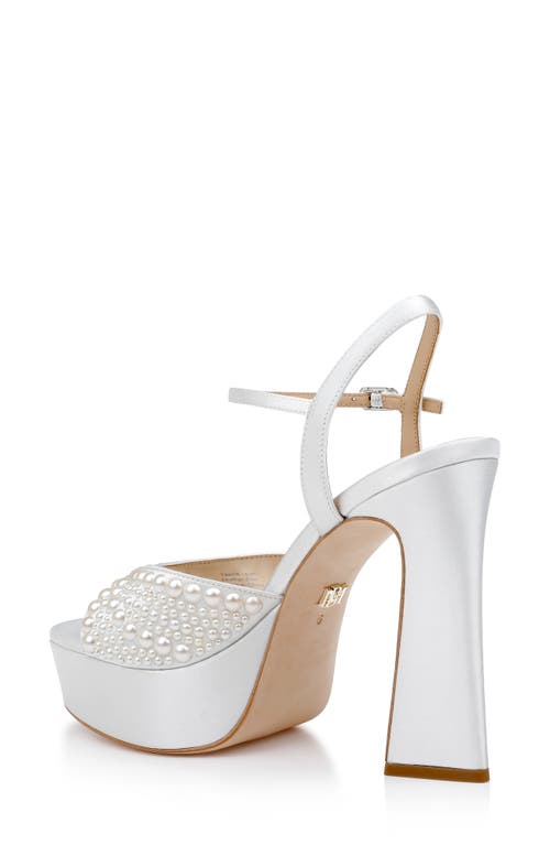 Shop Badgley Mischka Collection Bryleigh Ankle Strap Platform Sandal In White Satin