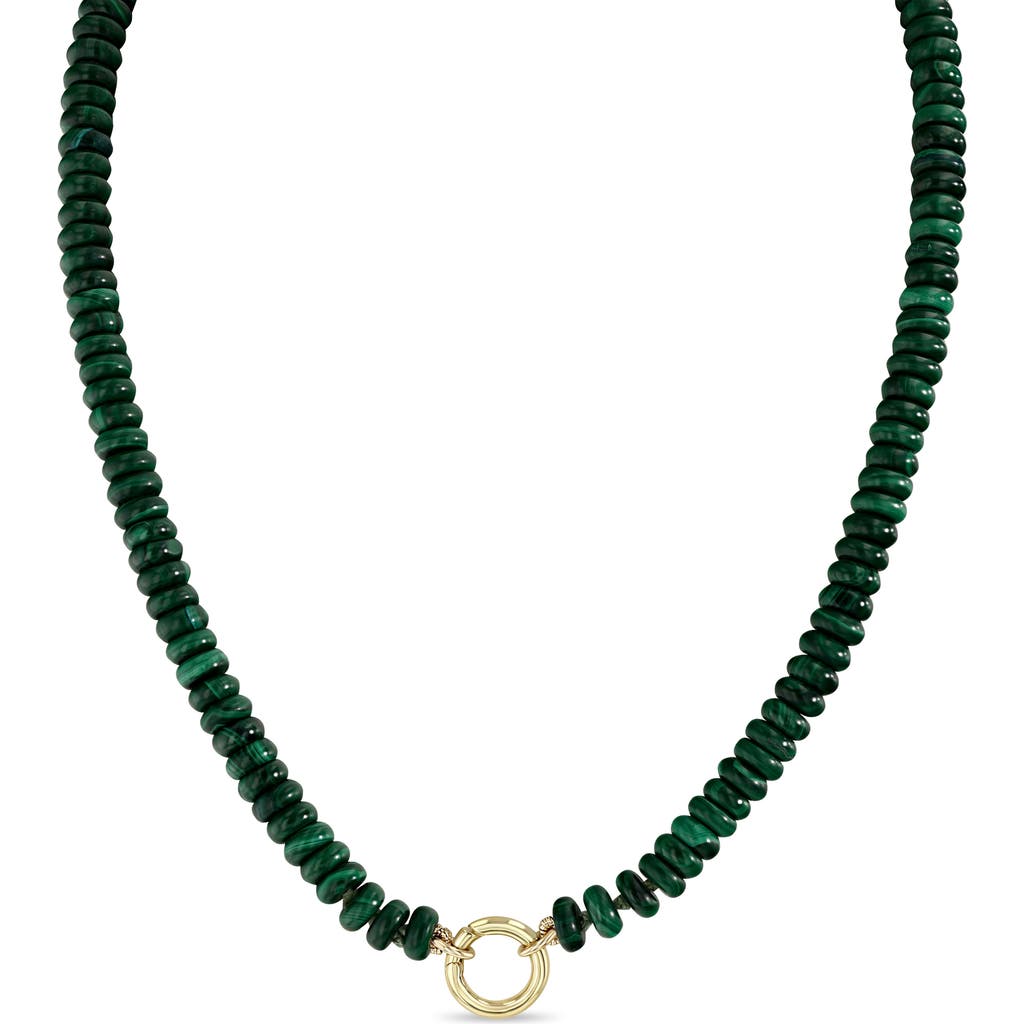 Zoë Chicco Beaded Malachite Pendant Necklace In 14k Yellow Gold