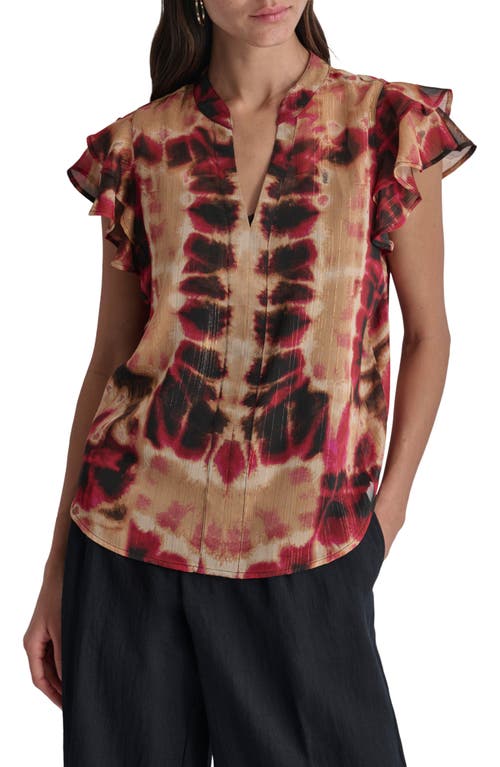 DKNY Flutter Sleeve Chiffon Top Rippled Inkblot at Nordstrom,