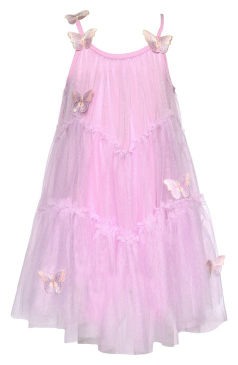 Kids' Butterfly Embellished Tiered Tulle Party Dress (Toddler & Little Kid)