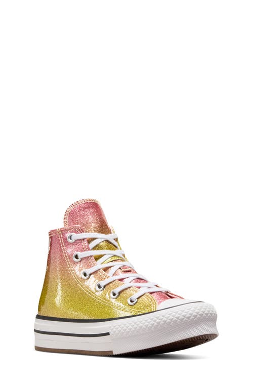 Converse Kids' Chuck Taylor® All Star® Eva Lift High Top Glitter Platform Sneaker In Butter/ Donut Glaze/ White