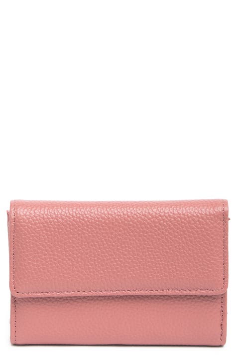 pink leather card case