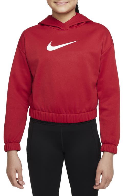 Nike Kids' Therma-fit Pullover Hoodie In Gym Red/white