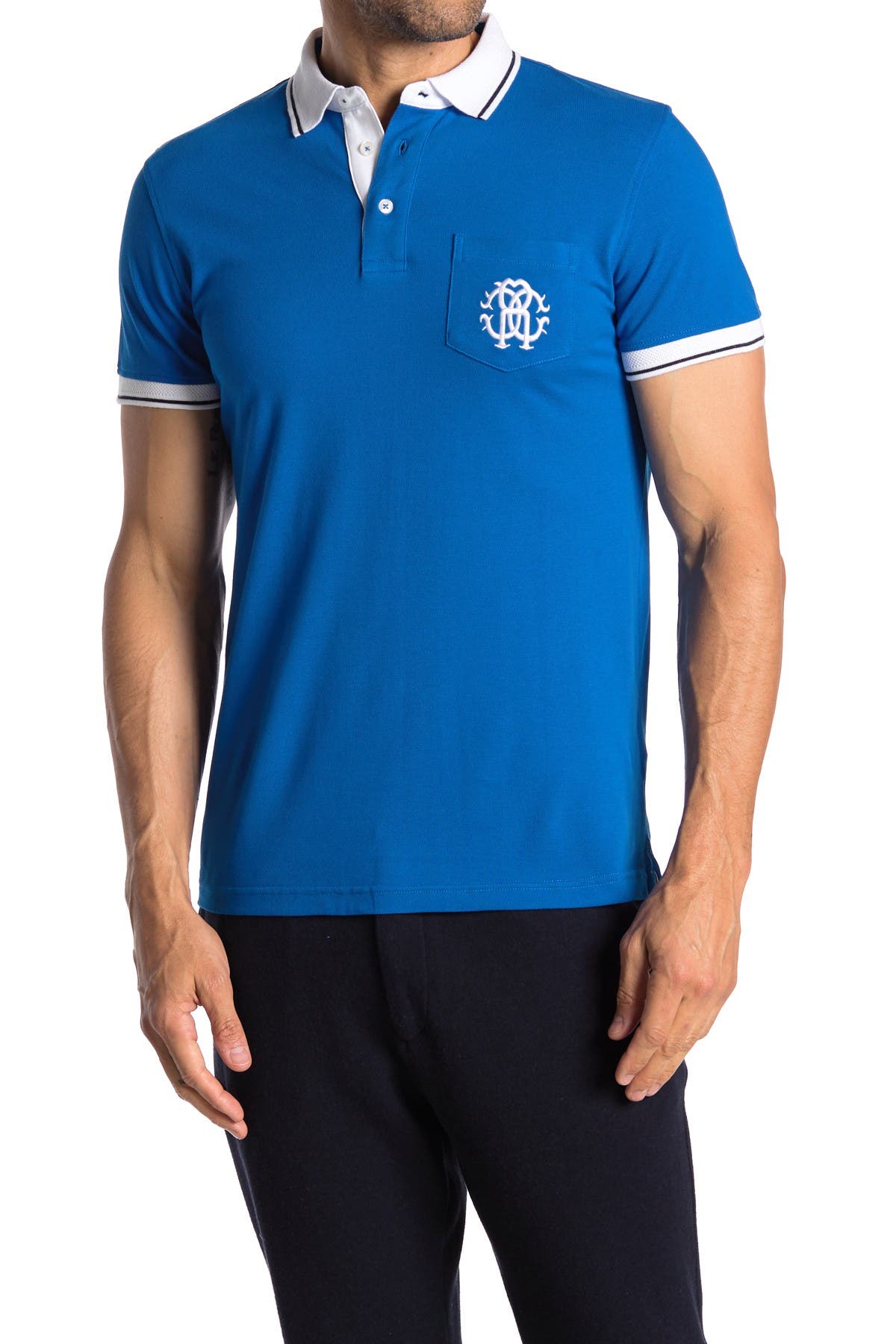 Roberto Cavalli Men's Blue Short Sleeve Polo Shirt Size S M L XL  2XL