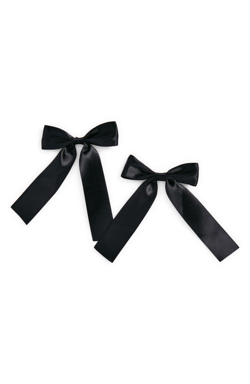 2-Pack Satin Bow Hair Clips in Black