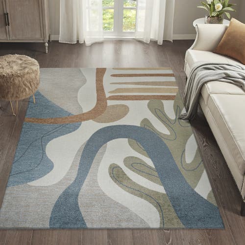 Jonathan Y Algae Abstract Glam Botanical Machine-washable Area Rug In Cream/multi