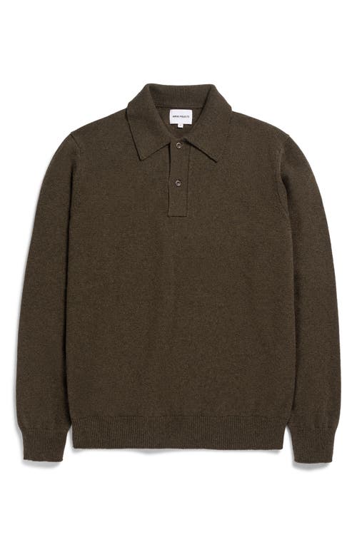 Norse Projects Men's Marco Lambswool Polo Sweater in Dark Olive