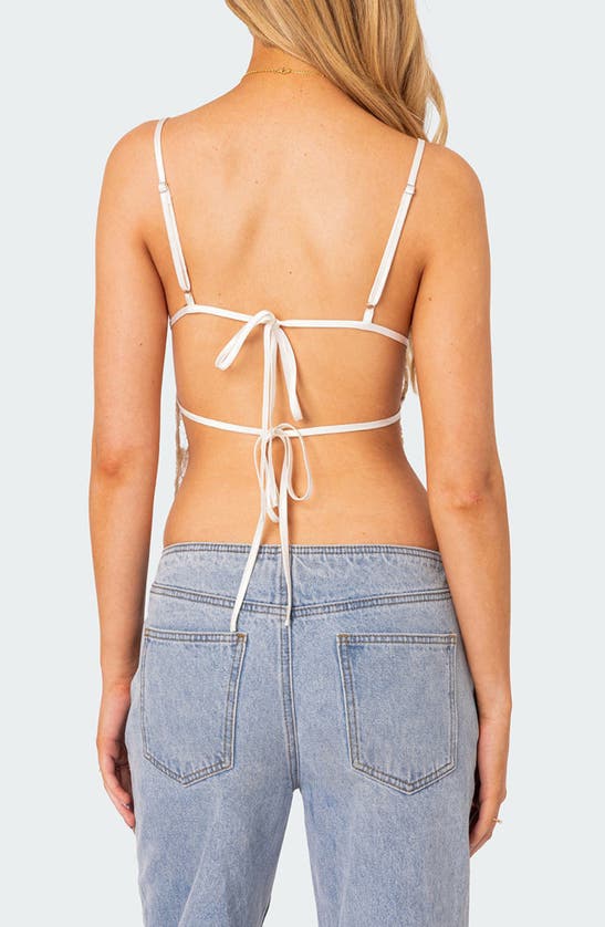 Edikted Cara Sheer Lace Tie Back Camisole In Cream
