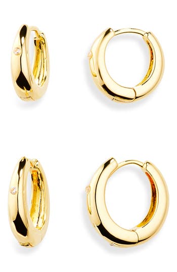 Nordstrom Rack 2-pack Demi-fine Oval Hoop Earrings In Gold