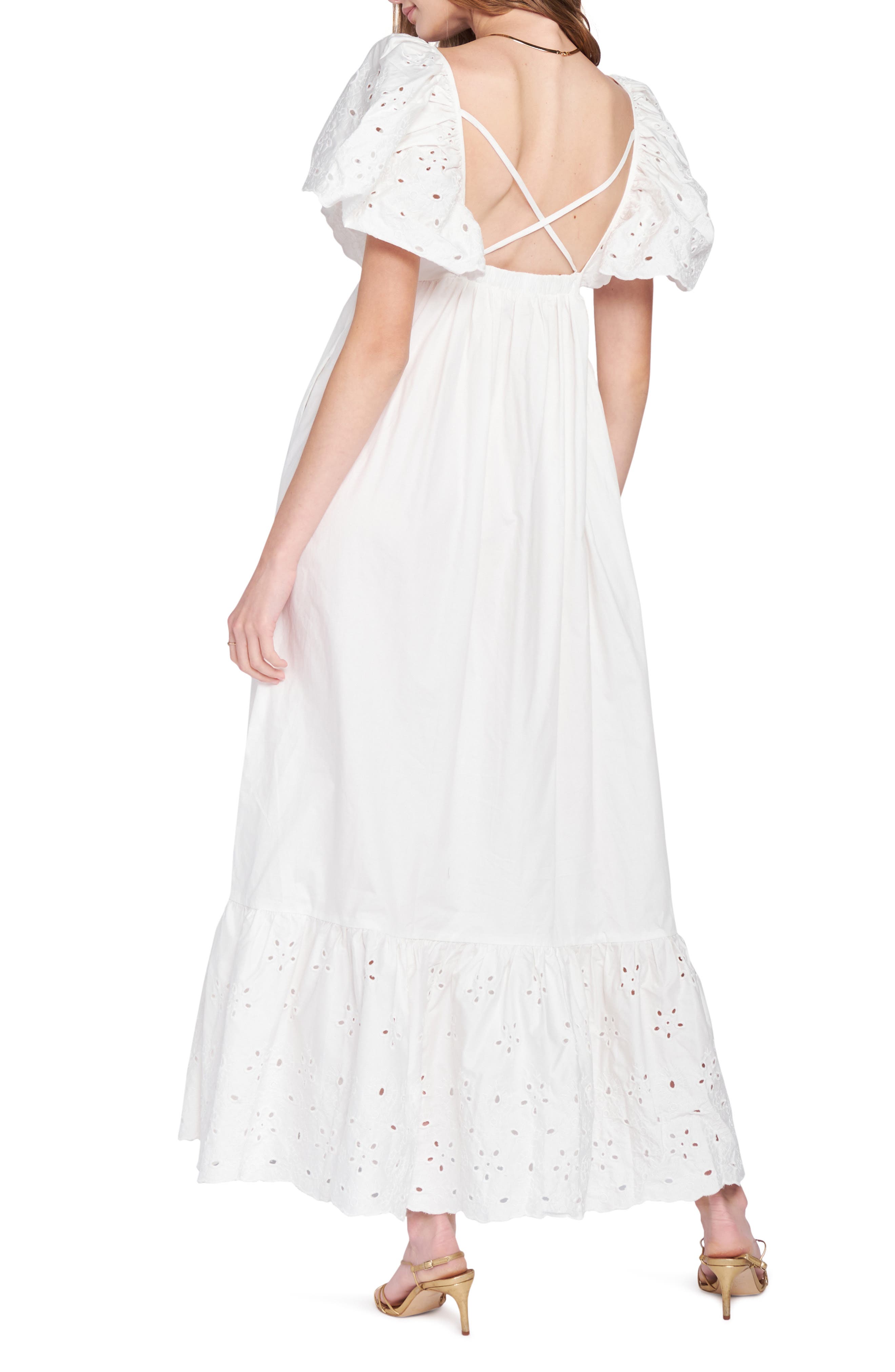 Flutter Sleeve Poplin Maxi Dress 